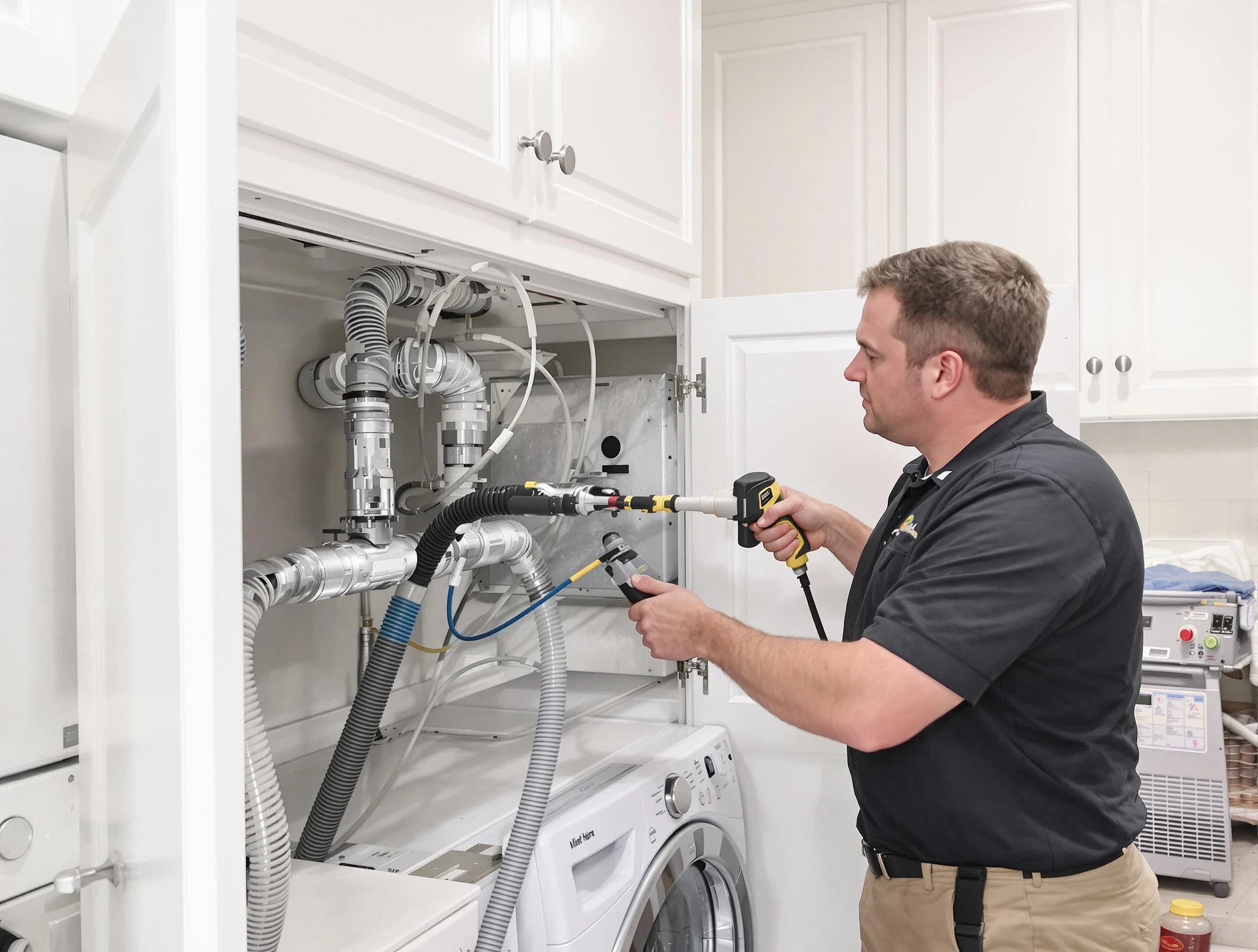 Carnot-Moon Dryer Vent Cleaning professional removing severe blockage from a clogged dryer vent in Carnot-Moon