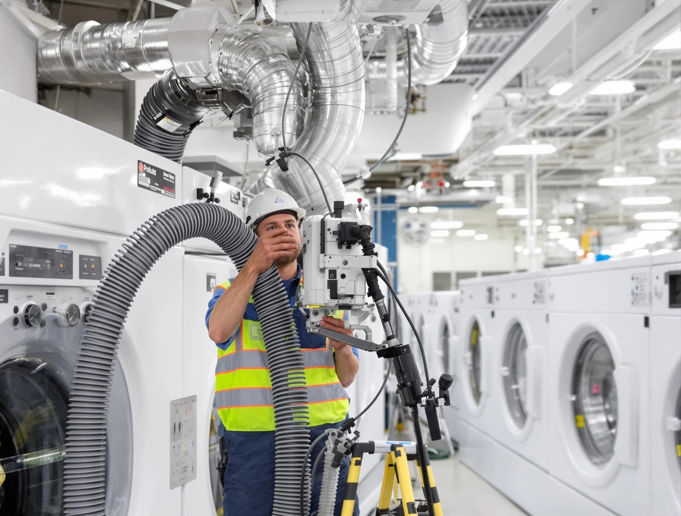 Carnot-Moon Dryer Vent Cleaning team performing commercial-grade dryer vent cleaning at a business facility in Carnot-Moon