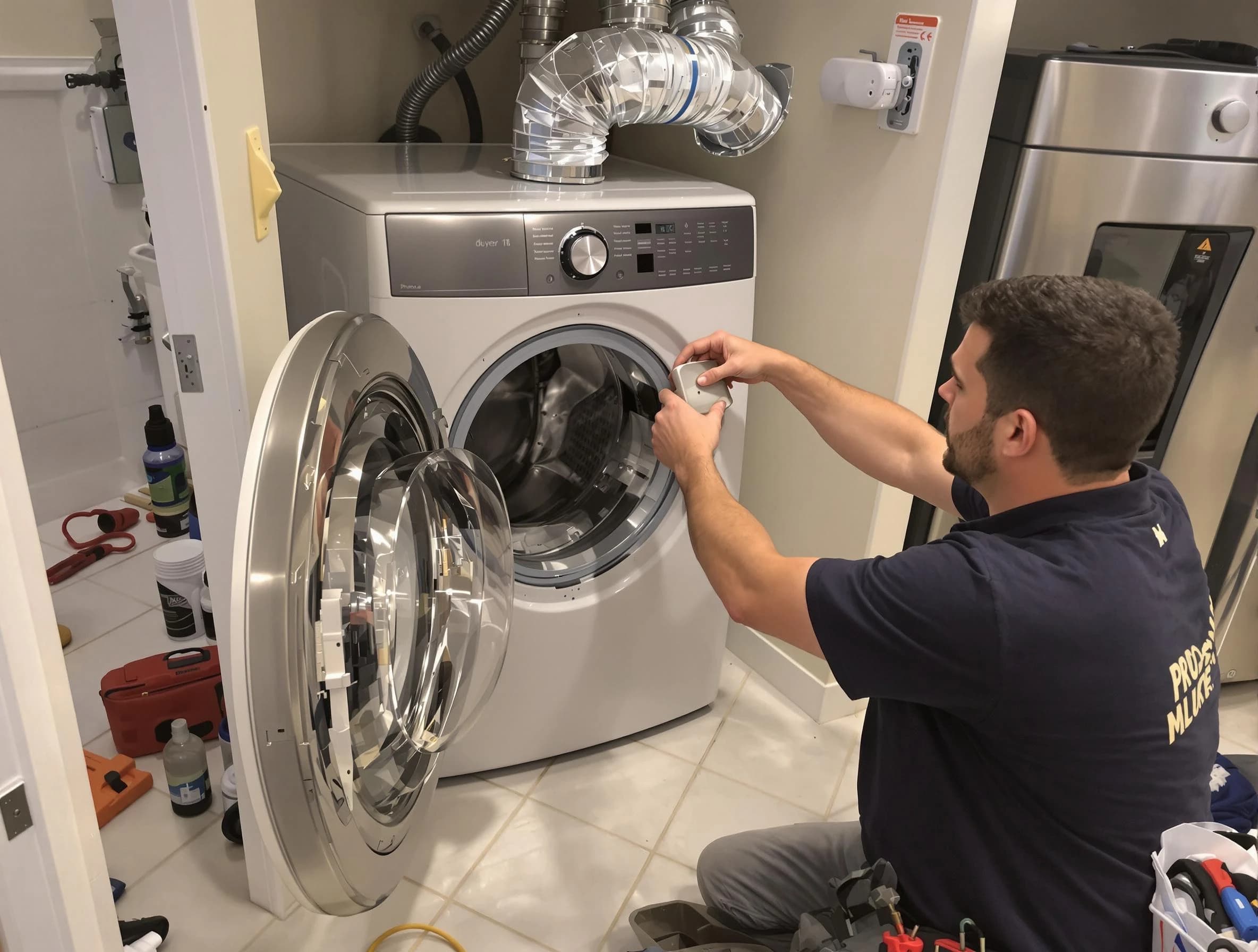 Carnot-Moon Dryer Vent Cleaning technician performing precise dryer vent hose installation in Carnot-Moon